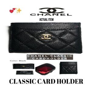 🛑 CHANEL Designer ➕🆒 CARD HOLDER Classic WALLET Caviar Luxury Logo💸BUY NOW‼️